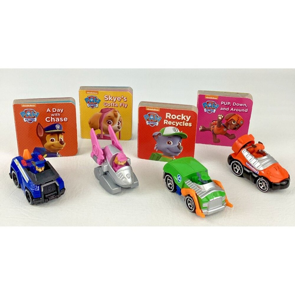 Paw Patrol Rescue Pup Board Books Die Cast Character Cars Skye Rocky Zuma Chase